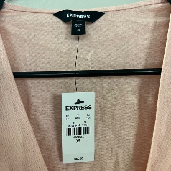 Express Linen Tie Front Top - Picture 3 of 5